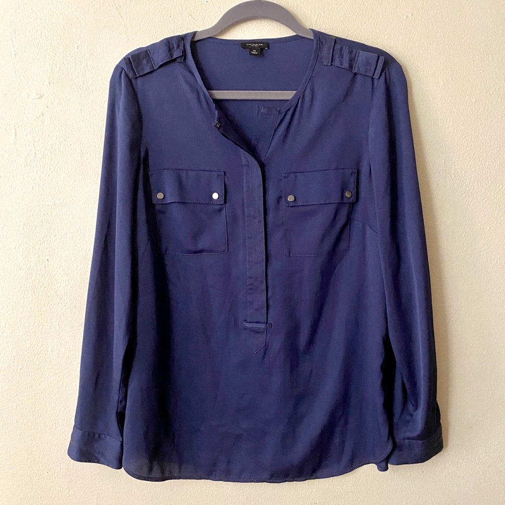 Ann Taylor Navy Blue Blouse